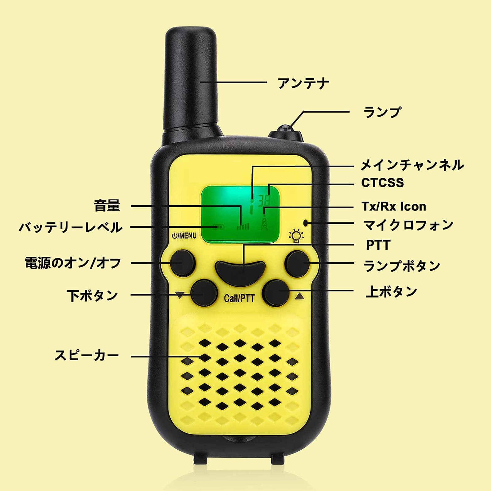 inYYTer トランシーバー おもちゃ 免許・資格不要 子供トランシーバー 2台セット 小型 軽量 こども向けギフト キッズ屋内野外活動適合 技適マーク有 総務省技術基準適合商品 黄色