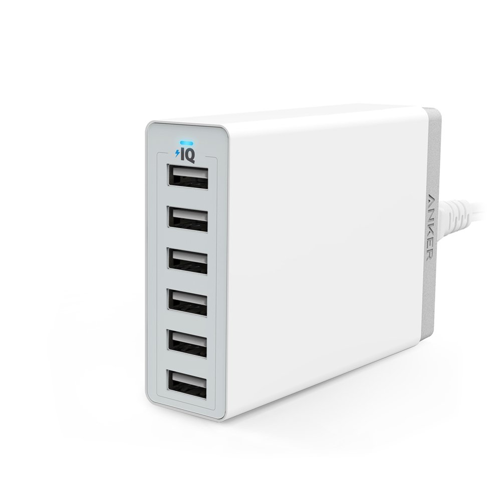 Anker PowerPort 6(60W 6ポート USB急速充電器) iPhone / iPad / iPod / Xperia / Galaxy / Nexus / 3DS / PS Vita / ウォークマン他対応 【PowerIQ搭載】(ホワイト)