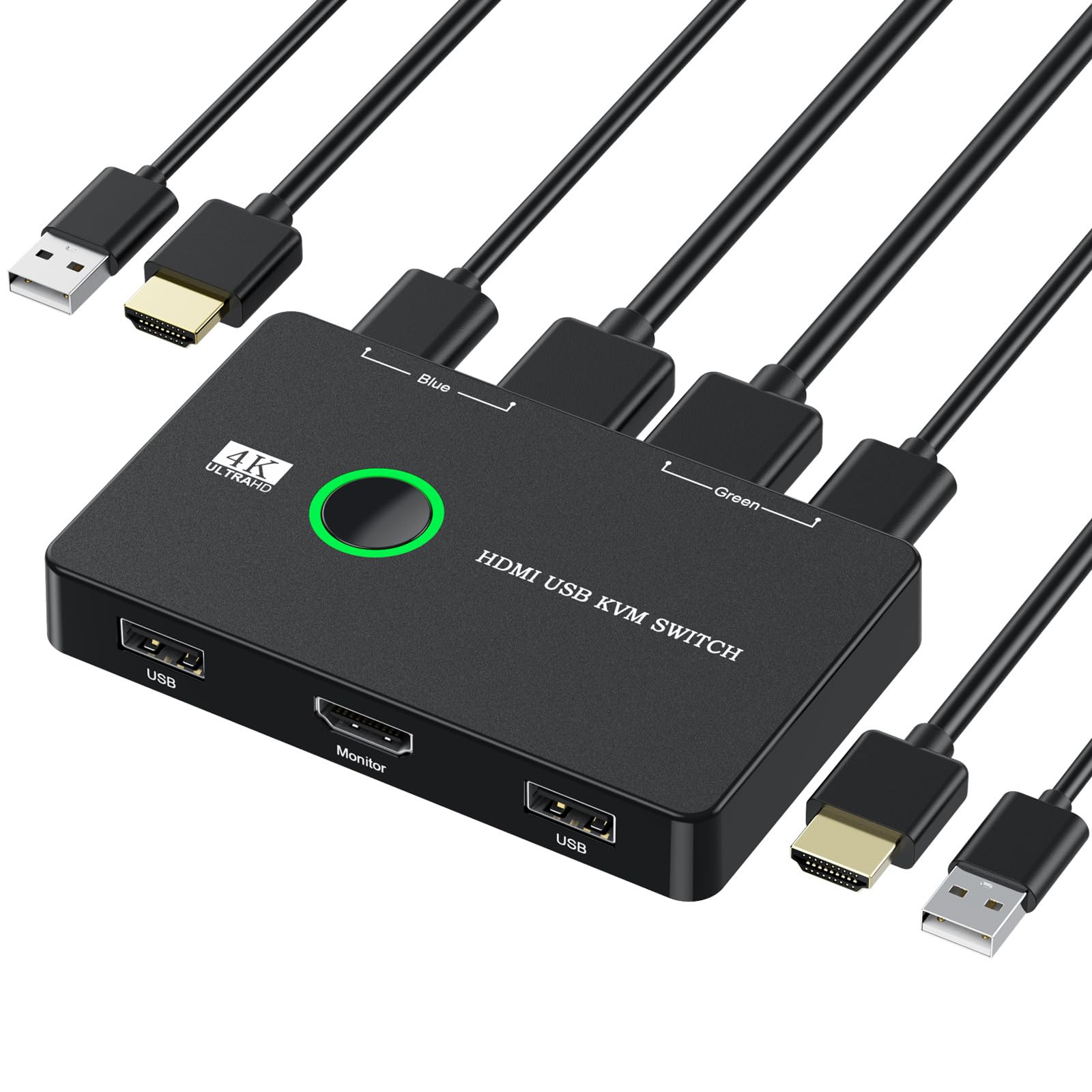 ZARPA 4K KVMスイッチ 2入力1出力 HDMI KVM切替器 PC2台用 プリンタ マウス キーボードなどを共有 usb切替器 4K@60Hz USBケーブル×2 HDMIケーブル×2 簡単接続 日本語説明書付き