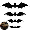 PAVIKEハロウィン飾り【28枚入】ハロウィンコウモリステッカー ハロウィン 装飾 コウモリ ハロウィンコウモリ 黒い立体的なコウモリの壁飾り、屋内および屋外の、DIYの家の窓、ドアのハロウィン党の装飾のために(3)