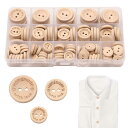 PAVIKE 木製のボタン 140pcs ウッドボタン 服のボタン 丸型木製ボタン 2穴 丸型木製ボタン DIYクラフトプロジェクト装飾 裁縫服アクセサリー(1.5cm/2.0cm/2.5cm)