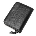 小銭入れ メンズ 本革 コインケース カードケース YKK L字ファスナー コンパクト 財布 (ブラック)