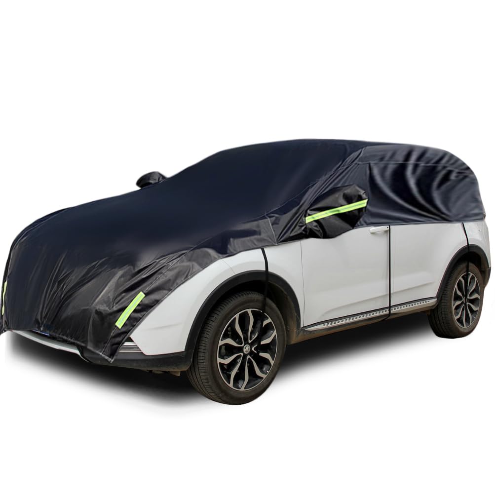 Konnfeir 車カバー ハーフ カーカバー ボディーカバー 自動車カバー 車体カバー ハーフカバー ハーフ車カバー 210Tポリエステル生地 薄手のコットン裏地 (SUV)