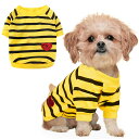 【送料無料】AmzBarley 犬 服 春夏 Tシャツ 半袖 ストライプ ハート柄 スパンコール 犬服 夏服 シャツ 丸首 カジュアル 柔らかい おしゃれ かわいい 脱毛保護 防虫 ペット 犬用 服 ドッグウェア 洋服 子犬 猫 中小型犬 室内 お散歩 お出かけ ダークイエロー XL