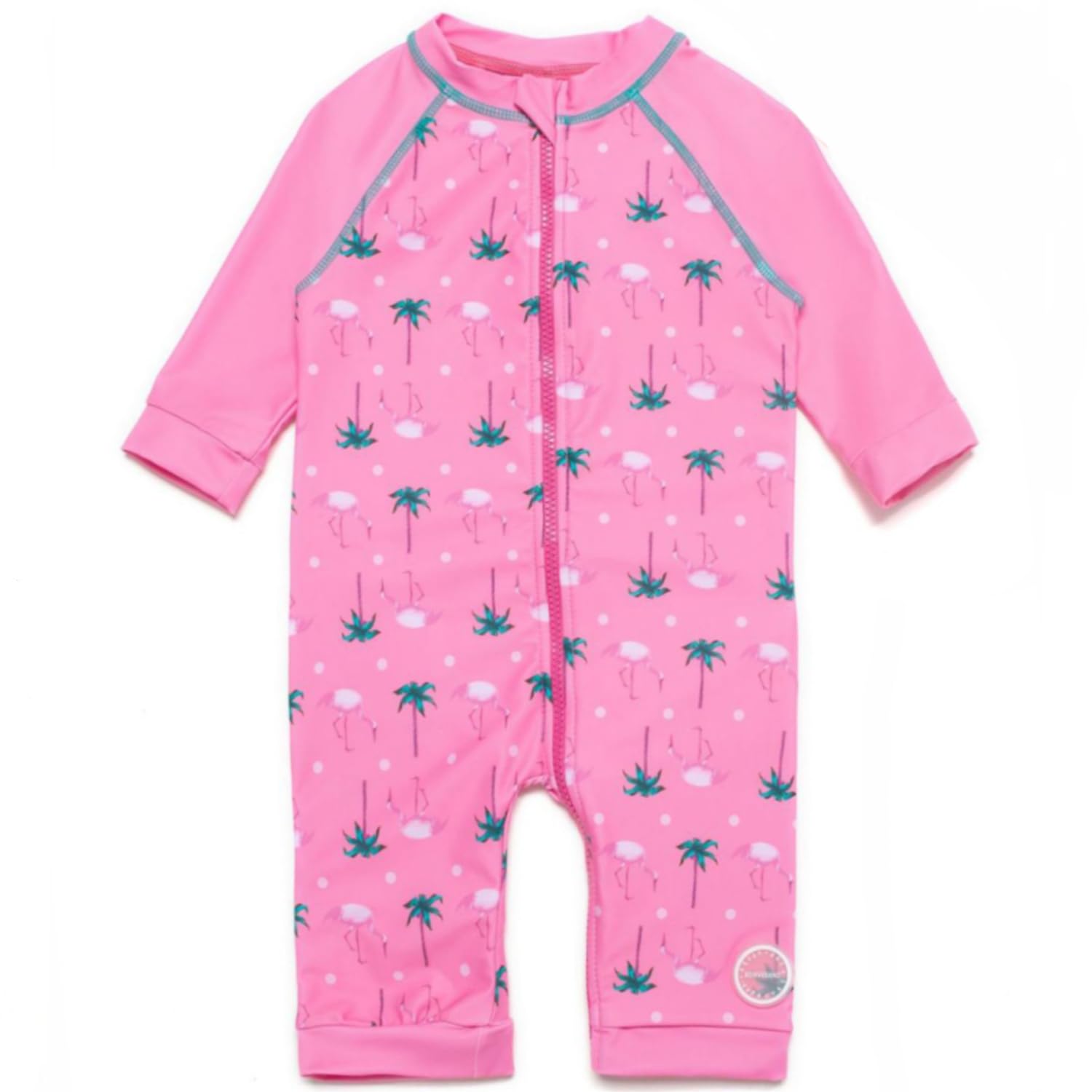 【送料無料】 ベビー 水着 ラッシュガード UPF50+ UVカット 女の子 ワンピース 等身ジッパー 色：ピンク、サイズ：2-3 Years