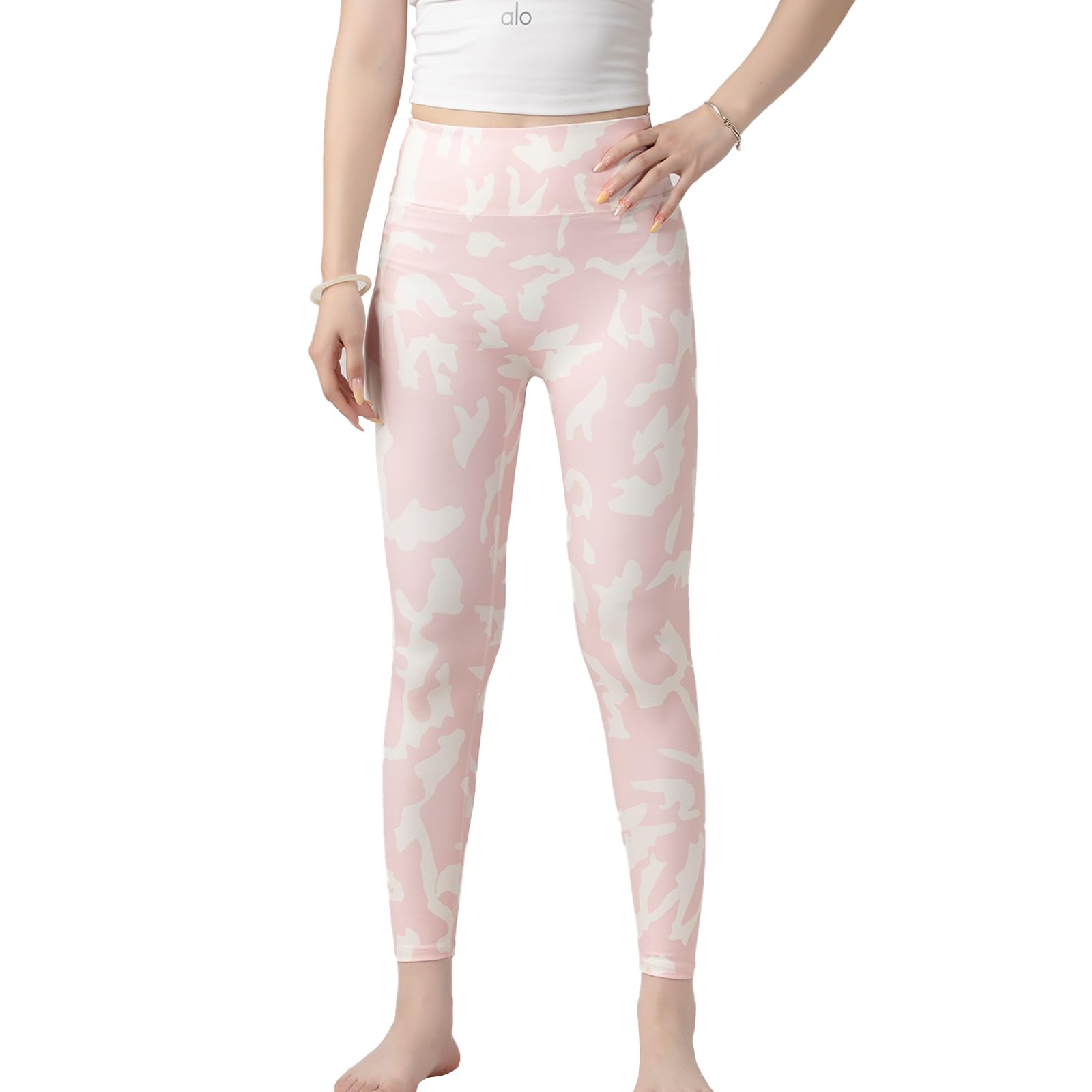 【送料無料】 ヨガパンツ レディース ヨガレギンス レディース ヨガウェア スポーツタイツ 柄 3分丈 5分丈 9分丈 美脚 美尻 吸汗速乾 ハイウエスト トレーニング 色：ピンク 9分丈、サイズ：L-XL Regular