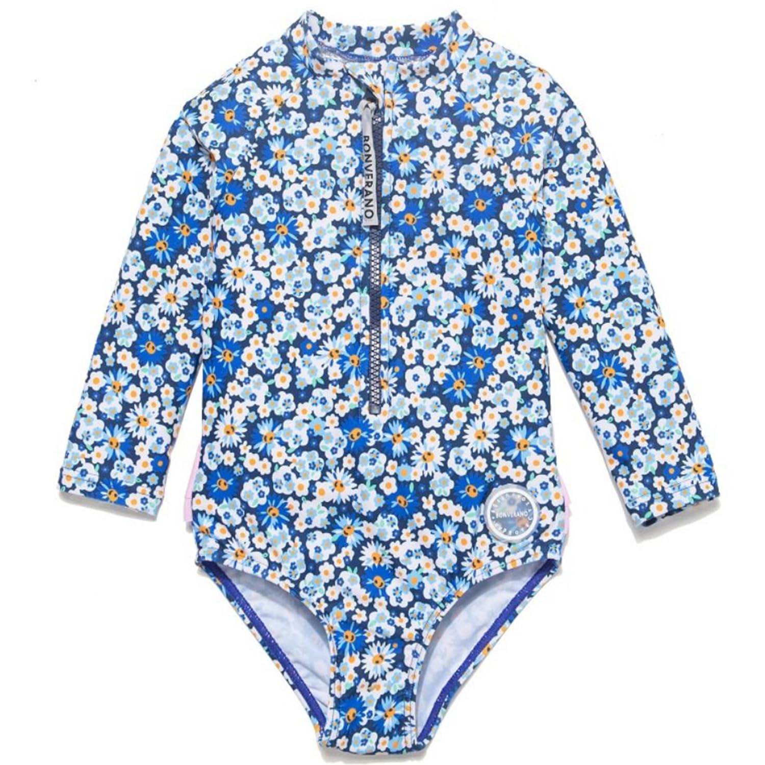 【送料無料】 ベビー 水着 ラッシュガード UPF50+ UVカット 女の子 ワンピース YKKボタン 長袖 色：Flowers 9、サイズ：2-3 Years