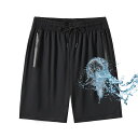 【送料無料】 ハーフパンツ 短パン ショートパンツ 半ズボン メンズ レディース 接触冷感 薄い 防汚加工 撥水 撥油 通気性 夏服 夏 DK073 色:ブラッ...