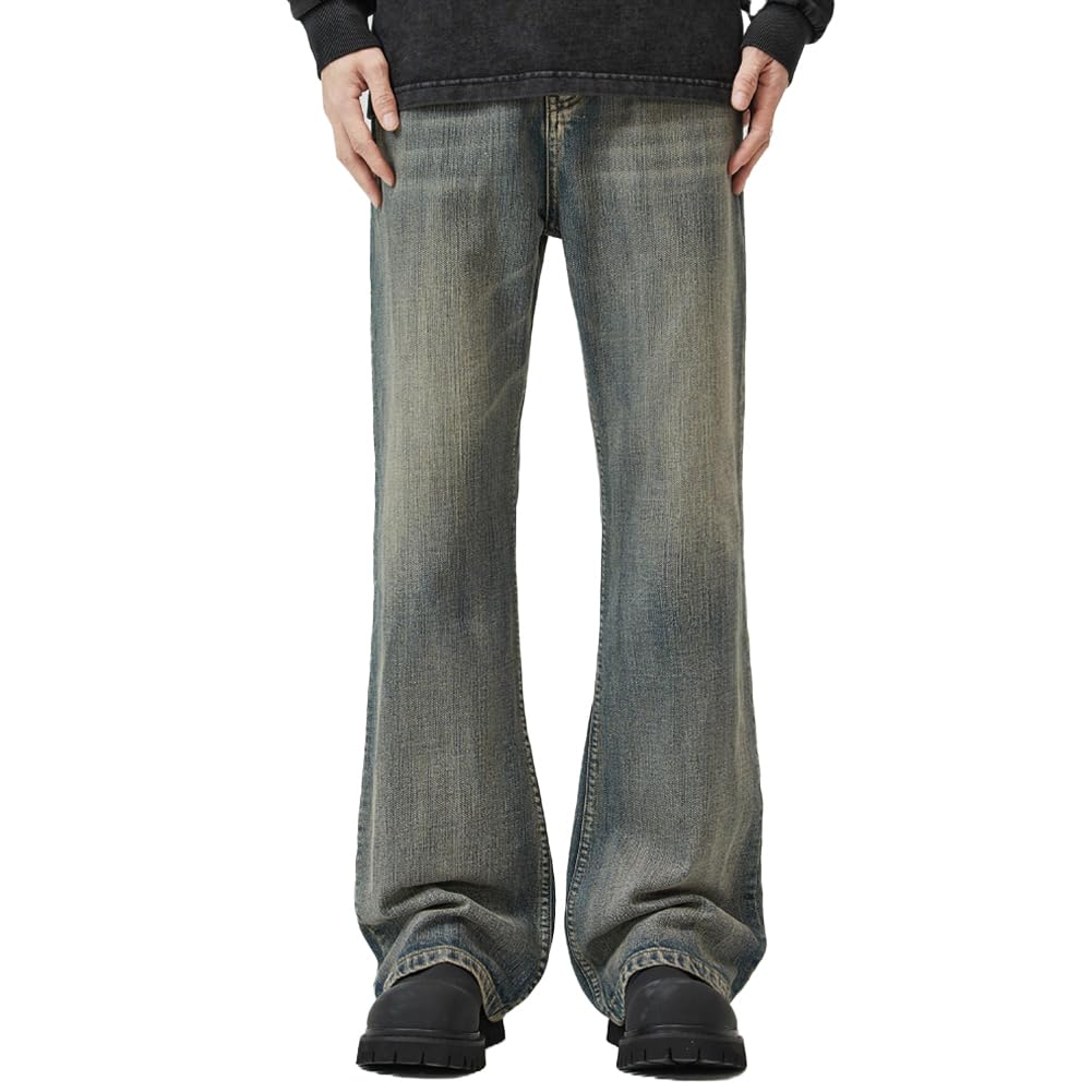 【送料無料】 ジーンズ デニムパンツ デニムフレアパンツ ジーパン フレアパンツ パンツ デニム 大きいサイズ ゆったり カジュアル アメカジ 春 秋 オールシーズン レディース メンズ CK8606 色：ブルー、サイズ：2XL