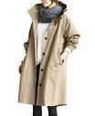 【送料無料】 トレンチコート レディース スプリングコート アウター コート 春服 カジュアル 通勤 ゆったり ロング丈 フード付き 色:カーキ、サイズ:2XL
