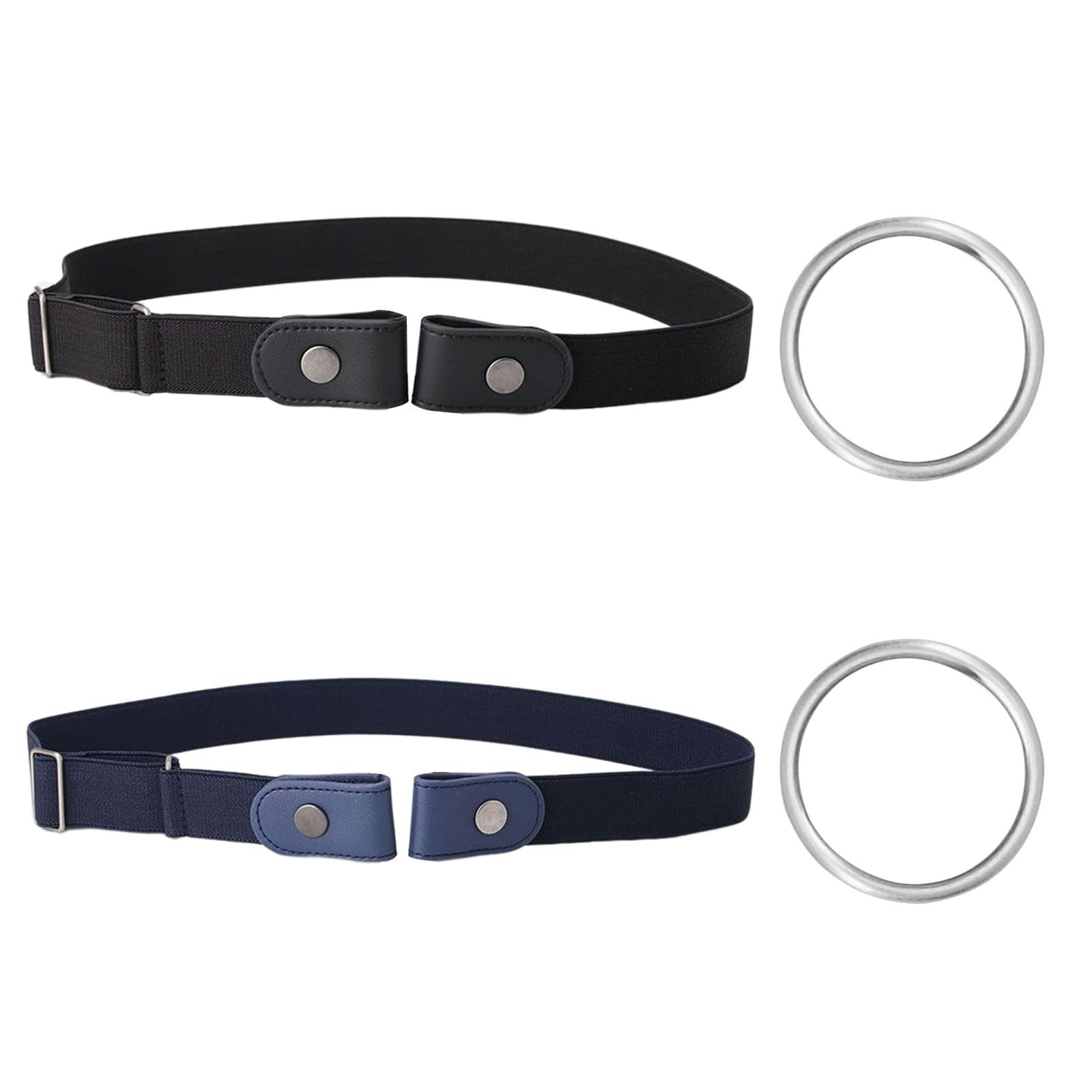 【送料無料】 2本セット ゴムベルト レディース メンズ 見えない ノーバックルベルト スナップボタン ..