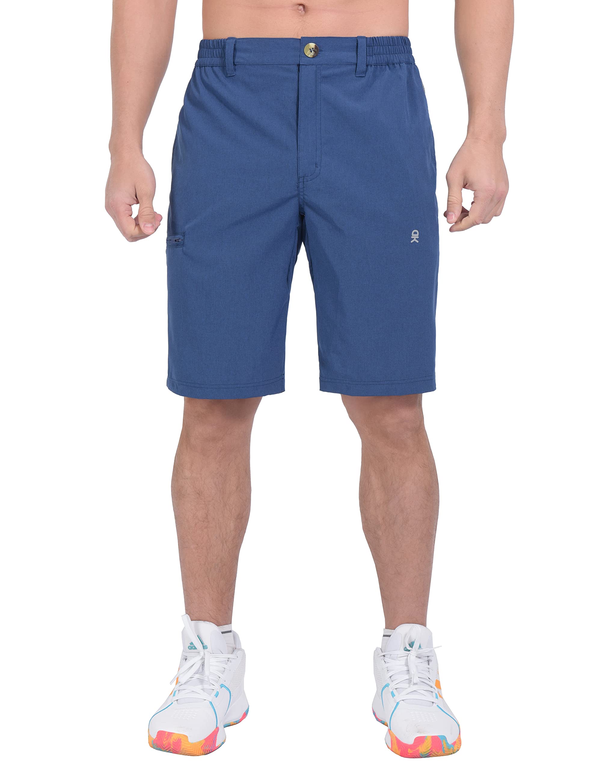 【送料無料】 メンズクイックドライストレッチショーツハイキングゴルフ旅行用ウエストゴム付 色：ブルー、サイズ：L Regular