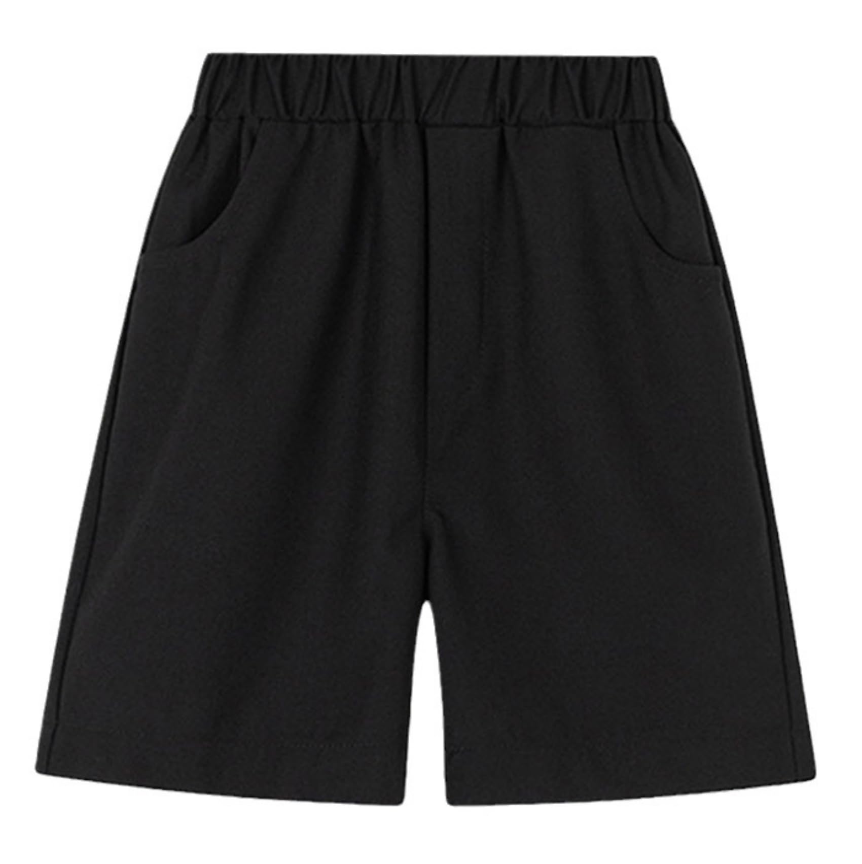 【送料無料】 ショートパンツ キッズ 男の子 ハーフパンツ スクールパンツ 半ズボン フォーマル 制服 ボーイズ スラックス 学生 ウェストゴム 通園通学 100-180 入学式 卒業式 色：ブラック、サイズ：130