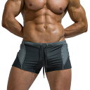 【送料無料】 メンズ 水着 スイムパンツ サーフパンツ 体型カバー 水泳パンツ 競泳水着 海水パンツ ローライズ 色:01グレー、サイズ:M