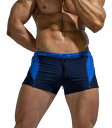 【送料無料】 メンズ 水着 スイムパンツ サーフパンツ 体型カバー 水泳パンツ 競泳水着 海水パンツ ローライズ 色:01ブルー、サイズ:2XL