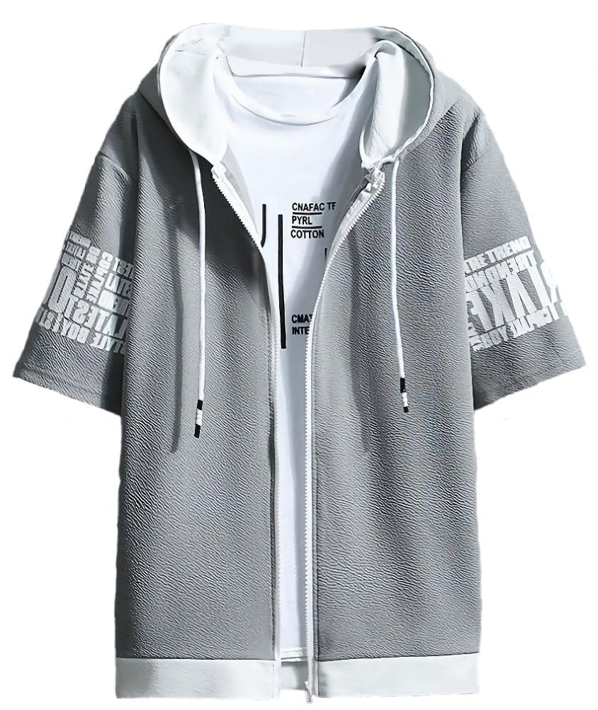 【送料無料】[emptio] [エンプティオ] おしゃれ ジップアップパーカー 半袖 ストリート アウター メン..