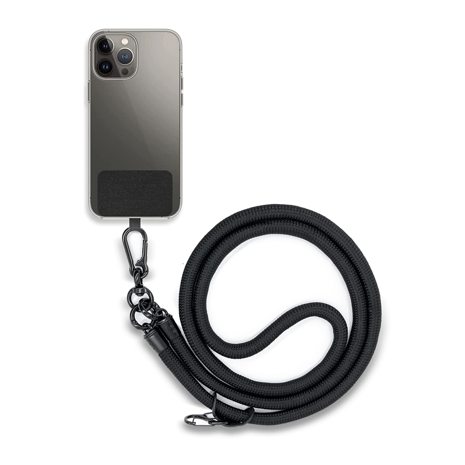 【送料無料】[ALUBES] スマホショルダー スマホストラップ 携帯ストラップ 斜めがけ 肩掛け 首掛け 太め 落下防止 調節可能 全機種対応 色：10mm・ブラック、サイズ：10mm