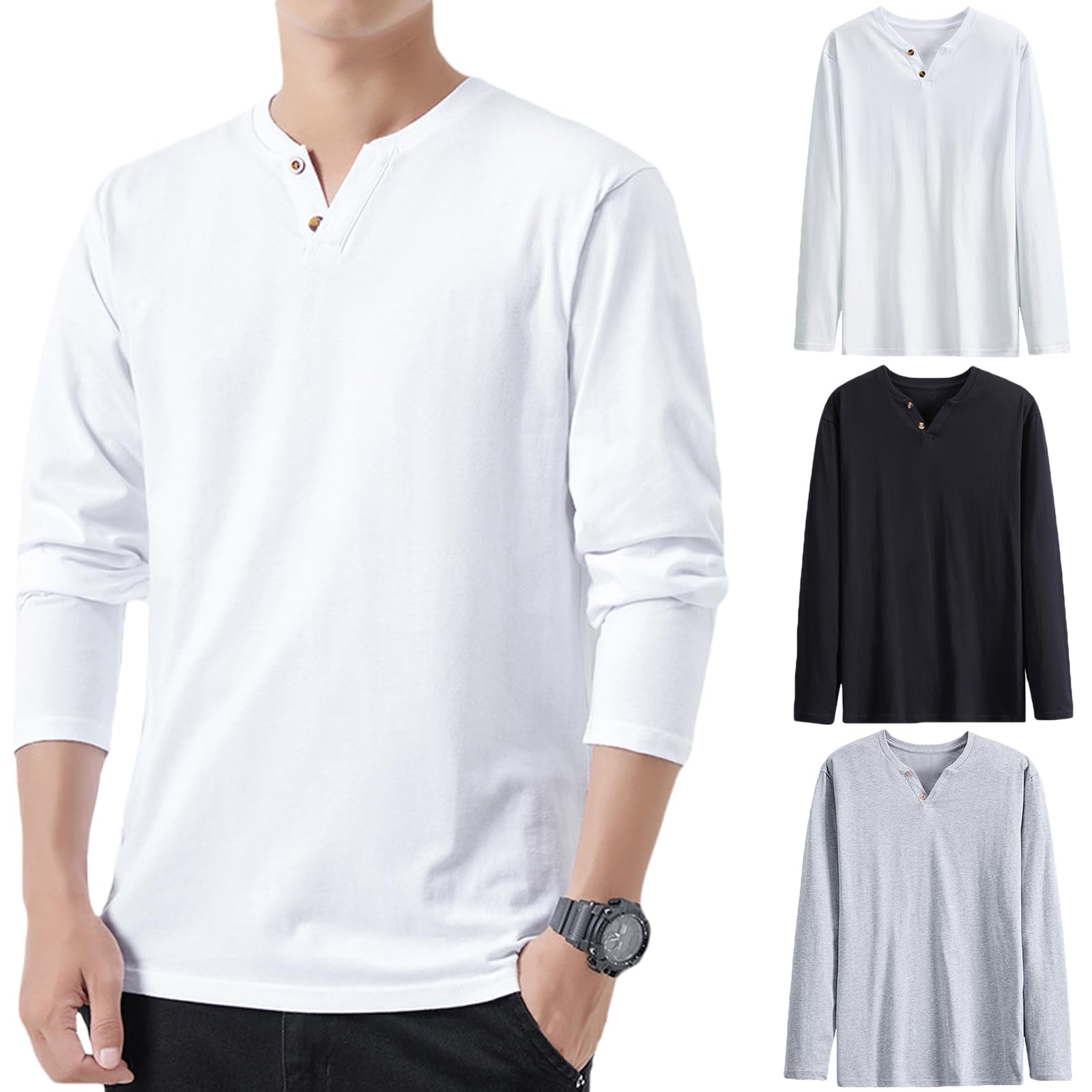 【送料無料】Hisitosa長袖tシャツ メンズ 3枚組 4枚組 秋服メンズ tシャツ 綿100 無地 ロングtシャツ ..