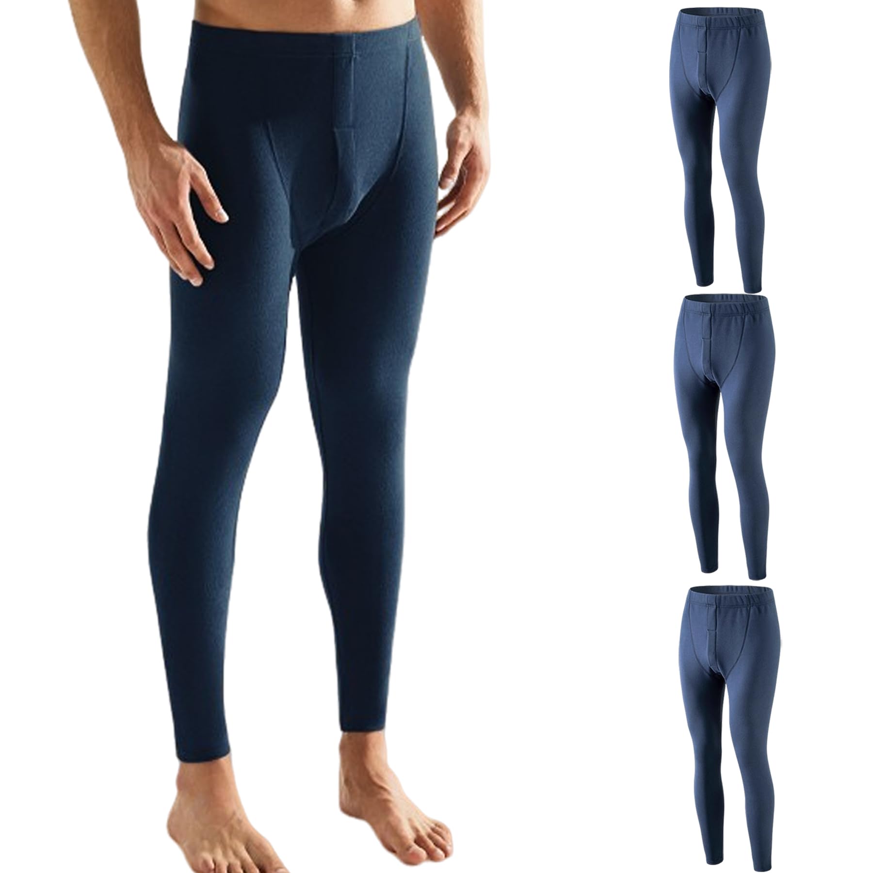 【送料無料】[HISITOSA] あったかインナー メンズ ズボン下 3/5枚組 前開き ステテコ ロングパンツ 厚手 保温 防寒 肌着 メンズ 冬服 色：3枚組-ネイビー、サイズ：XL