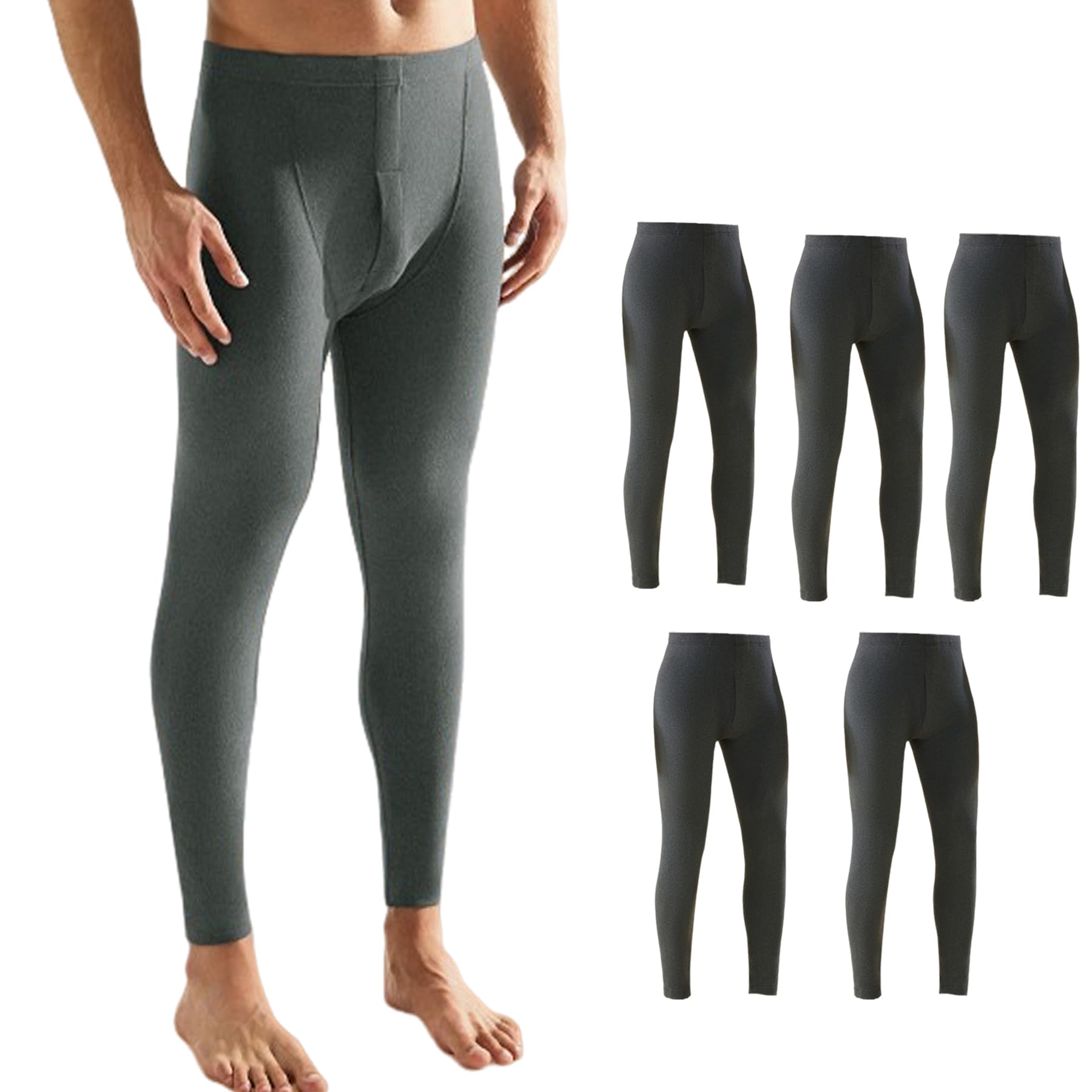 【送料無料】[HISITOSA] あったかインナー メンズ ズボン下 3/5枚組 前開き ステテコ ロングパンツ 厚手 保温 防寒 肌着 メンズ 冬服 色：5枚組-ダークグレー、サイズ：3XL