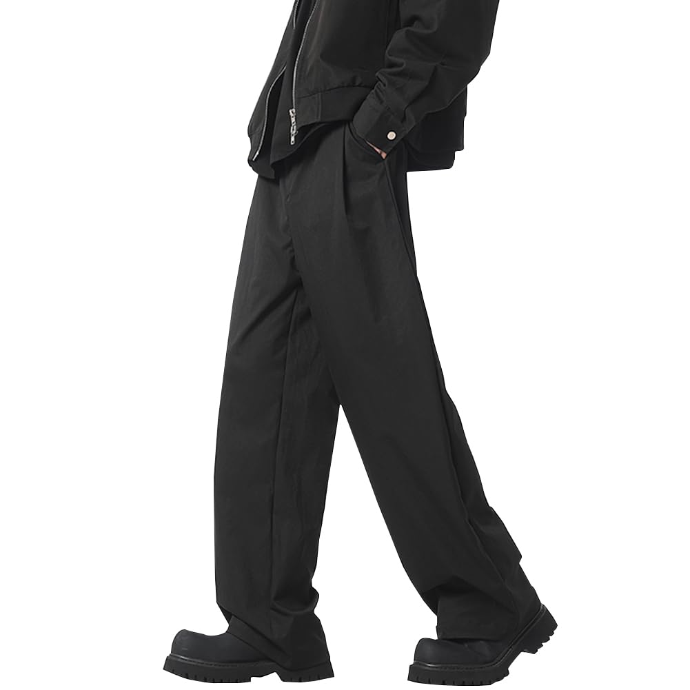 【送料無料】[Maioule] ワイドパンツ メンズ スラックス メンズ ロングパンツ ズボン カジュアルパンツ 大きいサイズ ゆったり ストレッチ ボトムス おしゃれ 春 夏 秋 冬 色：ブラック、サイズ：5XL