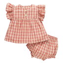【送料無料】Baby nest ベビー服 女の子 2枚セット シャツ パンツ フリル袖 夏服 子供服 赤ちゃん服 綿100% 66 73 80 90 100 色...