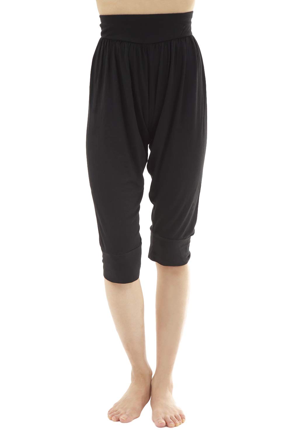 【送料無料】[Liapom] ヨガパンツ サルエルパンツ ヨガウェア リラックスパンツ スポーツ フィットネス ルームパンツ レディース 色：ブラック 7分丈、サイズ：M-L