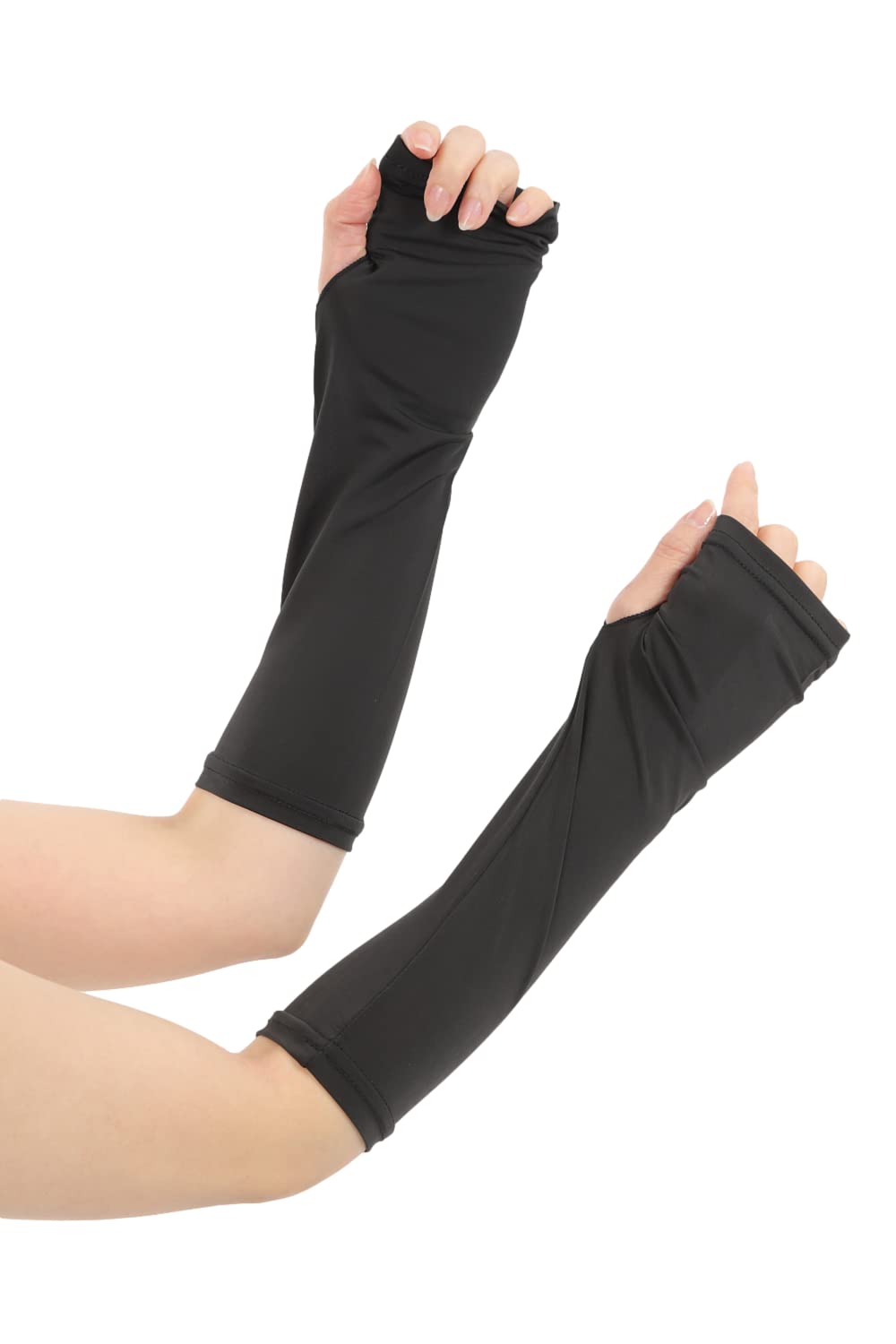 【送料無料】[Liapom] アームカバー 接触 冷感 UV加工 吸水速乾 腕カバー アームスリーブ アームガード 紫外線対策 レディース 色：ショートブラック(4)