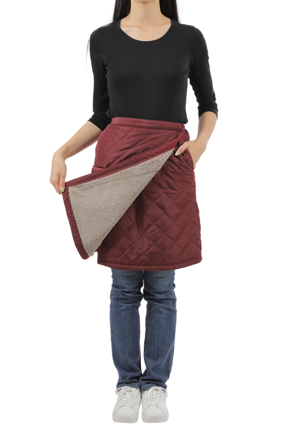 【送料無料】[onion cross] 巻きスカート 防寒 ラップ キルティング 裏ボア 中綿 レディース 3way 腰巻..