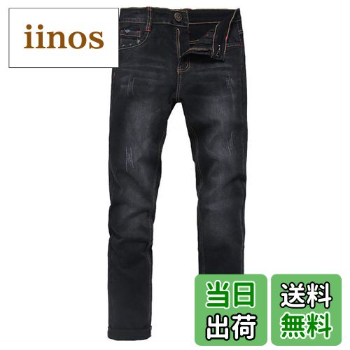 【送料無料】[Laquest] （ラクエスト） ヴィンテージ加工 ストレッチ ストレート ジーンズ 薄手 色：ブラックデニム、サイズ：38