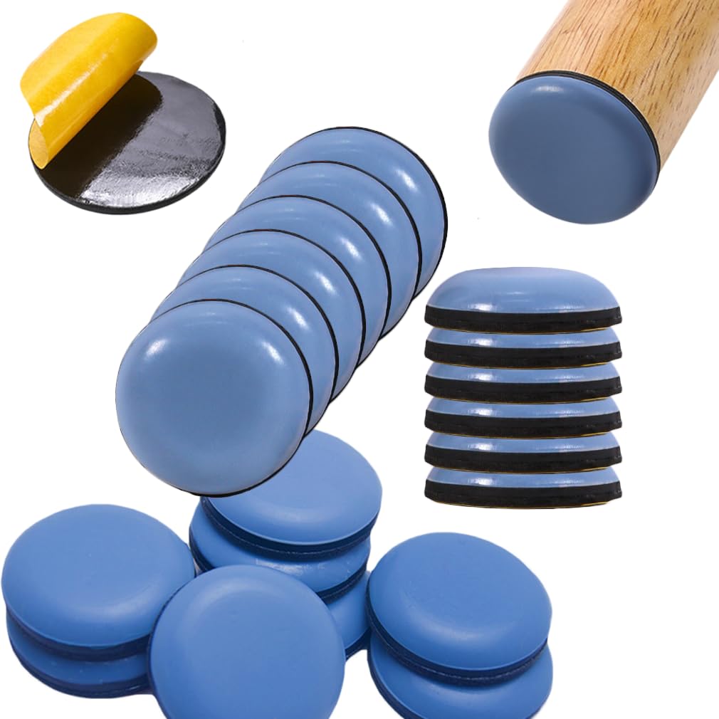 【送料無料】GEJ-Tech 家具スライダー 家具パッド 傷防止 防音 丸型 角型 粘着 家具 移動 滑る 色：ブルー、サイズ：直径25mm