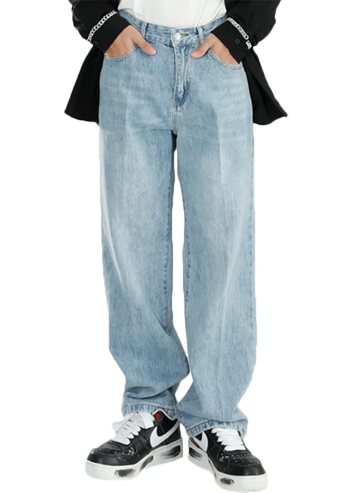 【送料無料】[Laquest] ゆったり ジーンズ 薄色 ルーズデニム ストレート メンズ デニム パンツ サイズ：M