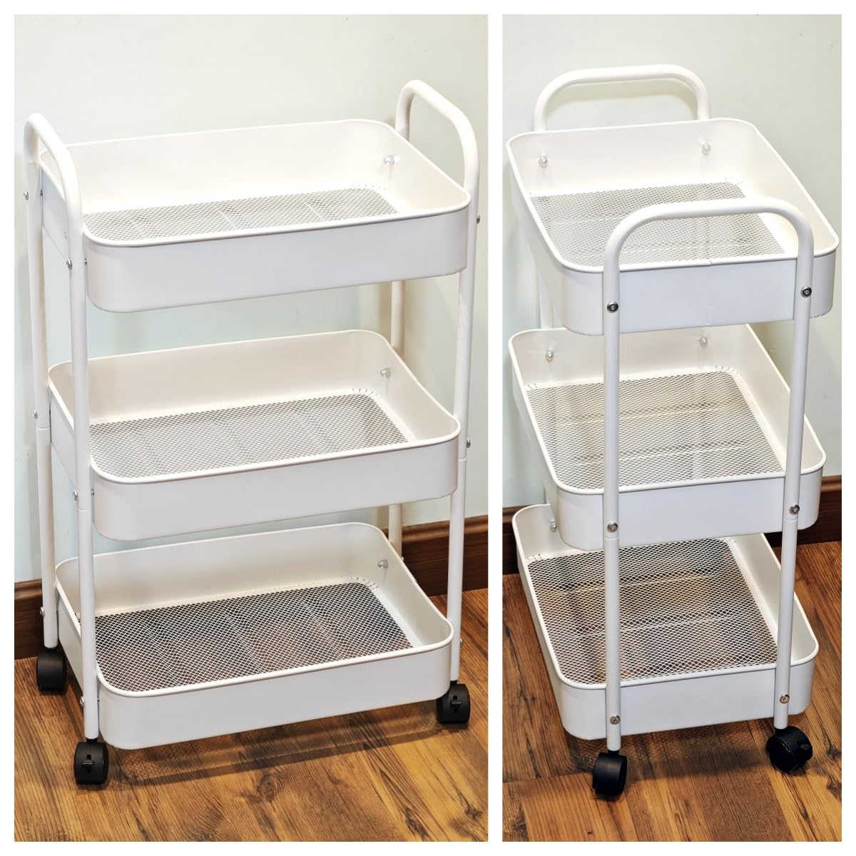 【送料無料】Secchuu キッチンワゴン 折り畳み 2段タイプ 耐荷重40KG 幅46cm×奥行30cm×高さ51cm シンプ..