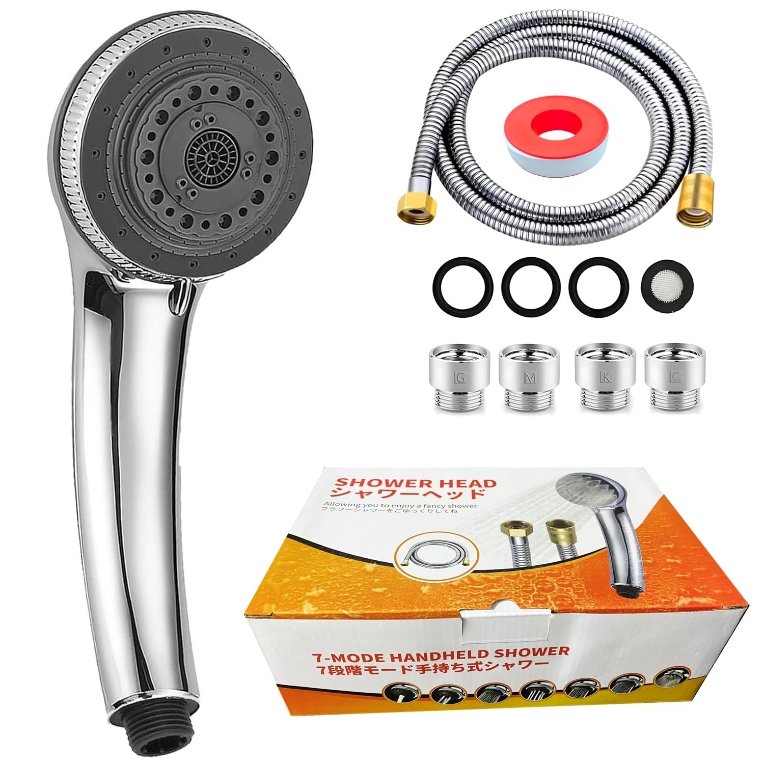 【送料無料】晨陽小店 シャワーヘッド マイクロナノバブル技術 節水と増圧機能付き ソフトパルスで心地よい 手持ち式シャワー 色：シャワーヘッド ホース+アダプター付き
