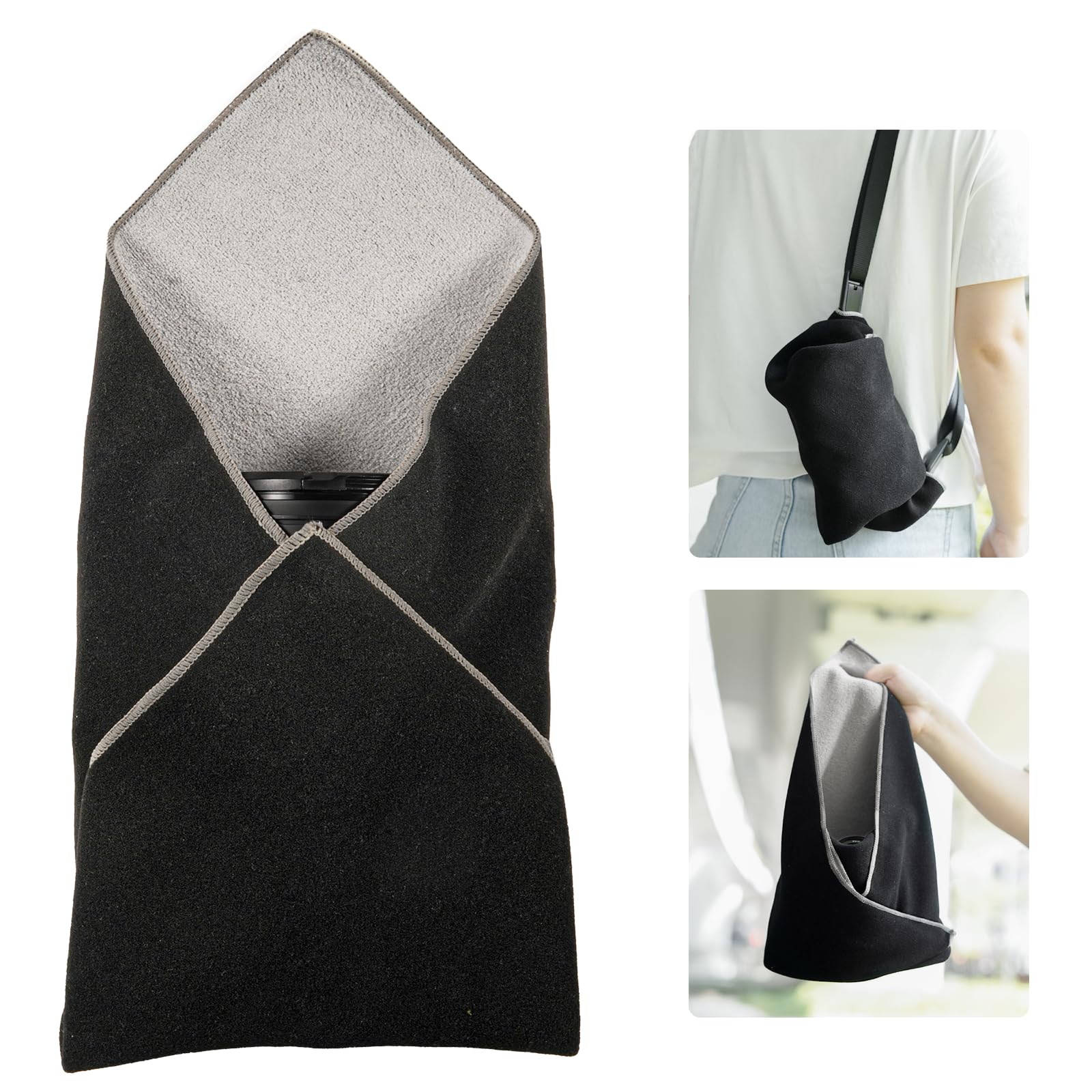 【送料無料】Yullmu カメララップ カメラ ラッピングクロス カメラクロス クリーニングクロス カメラ/レンズ/スマホ/タブレット/switchなどの保護 色：黒い