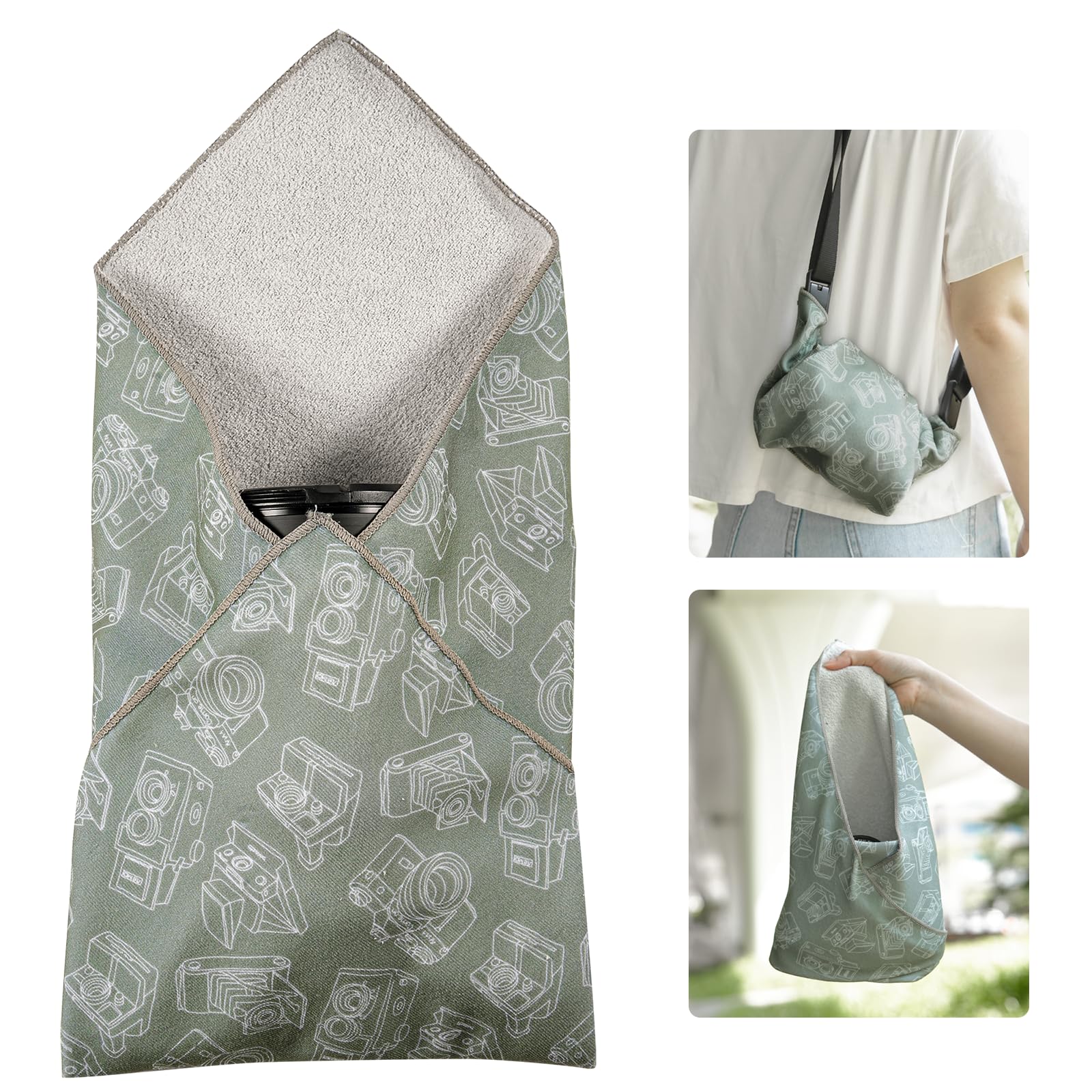 【送料無料】Yullmu カメララップ カメラ ラッピングクロス カメラクロス クリーニングクロス カメラ/レンズ/スマホ/タブレット/switchなどの保護 色：グリーン