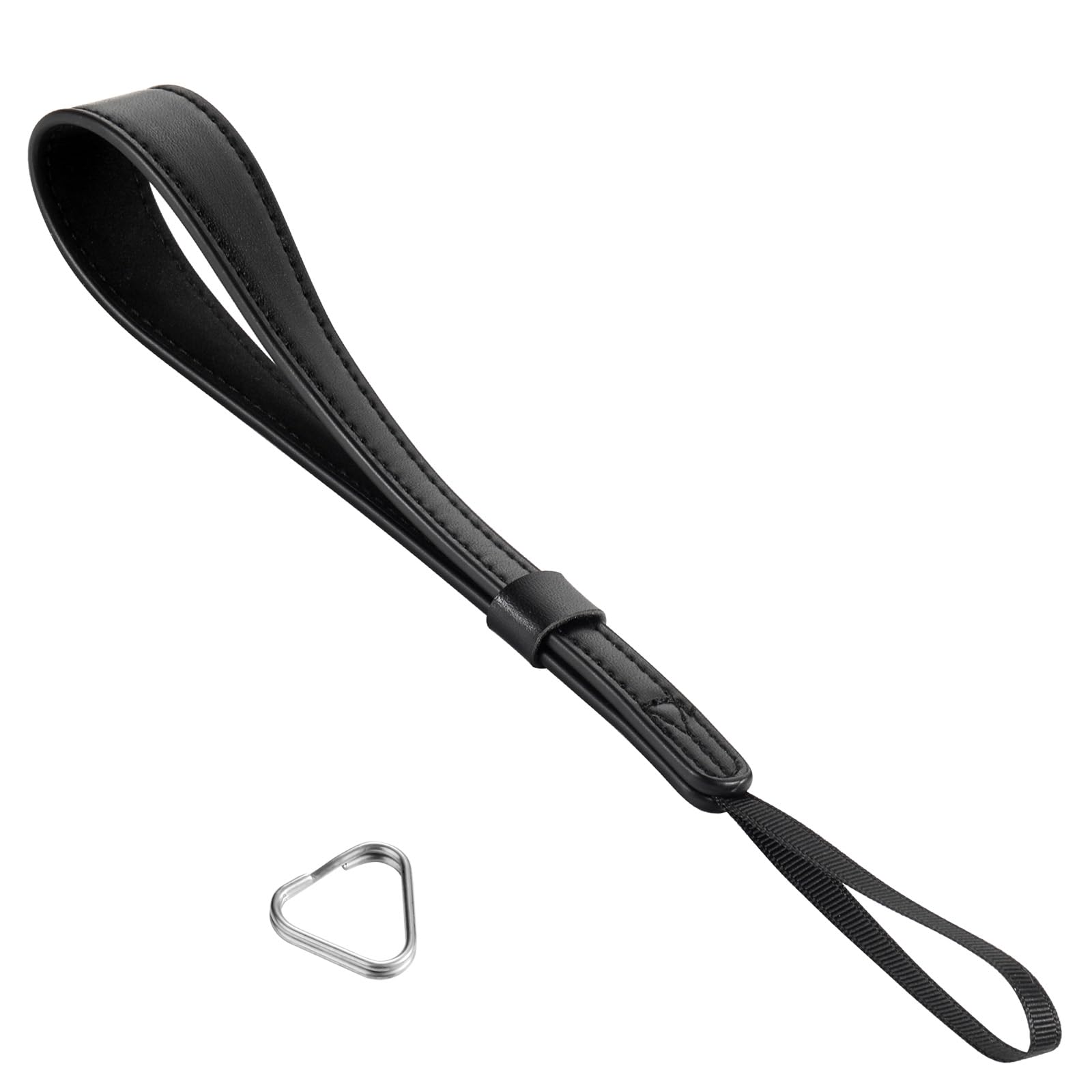 【送料無料】[Yullmu] カメラストラップ ハンドストラップカメラ 三角リング付き 一眼レフ・ミラーレス・コンパクトデジカメ用 色：ブラック、サイズ：長さ約26cm、幅さ約2.5cm、重さ約11.7g