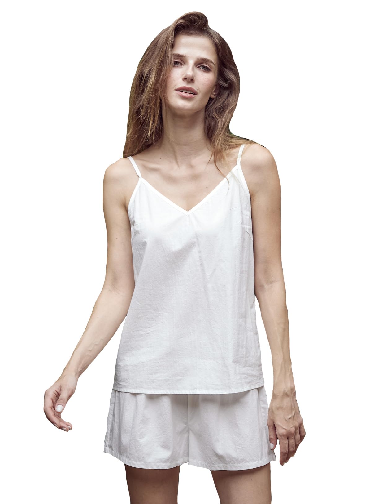 【送料無料】[BEAUTELICATE] キャミソール インナー レディース 100％綿 カップなし 肩紐調節 通気 吸湿 静電気防止 パジャマ ルームウェア 色：ホワイト、サイズ：M