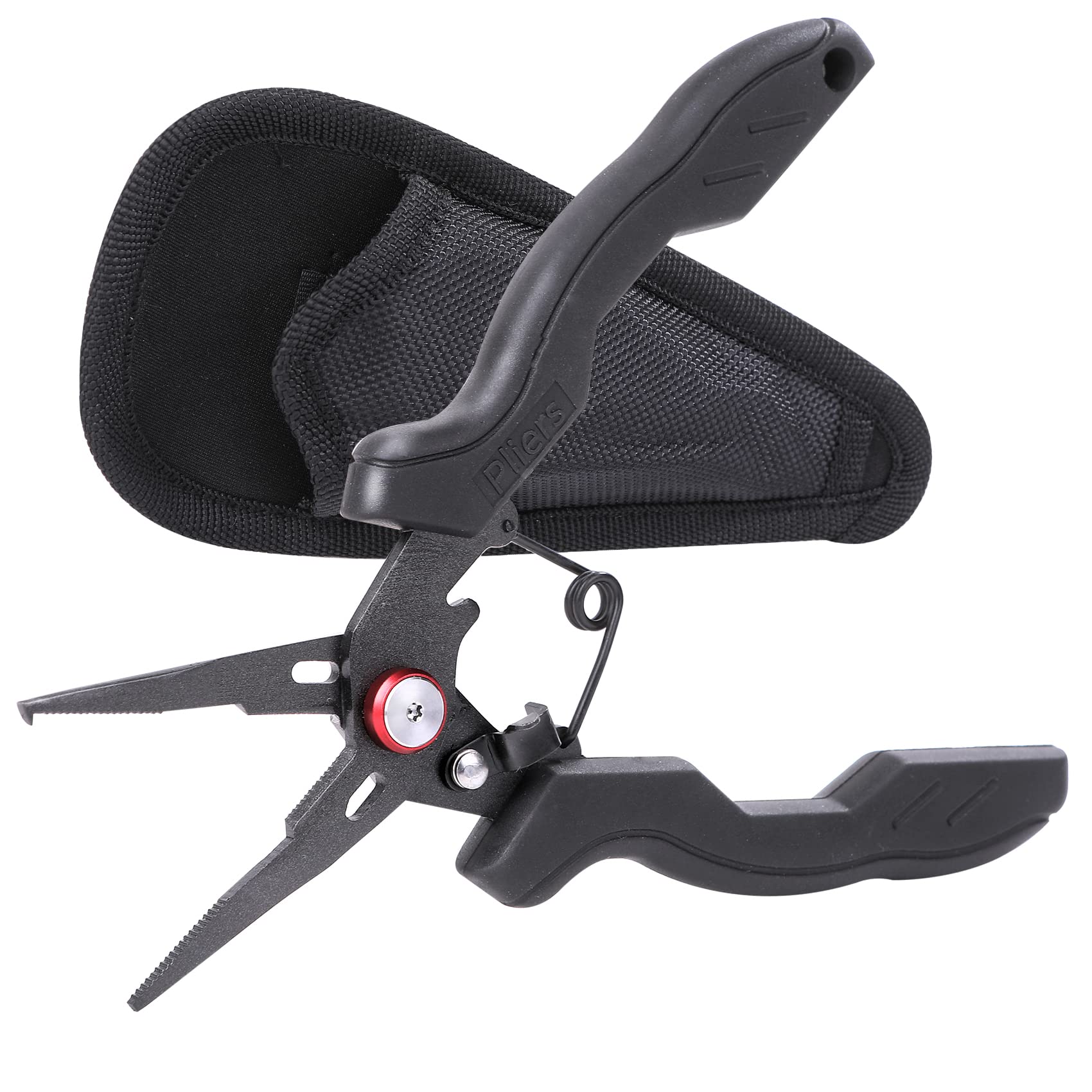 【送料無料】CONTYU フィッシングプライヤー 小型 錆びない フッ素加工 #0 〜 #4 リングオープナー 先細 軽量 色:ブラック/レッド