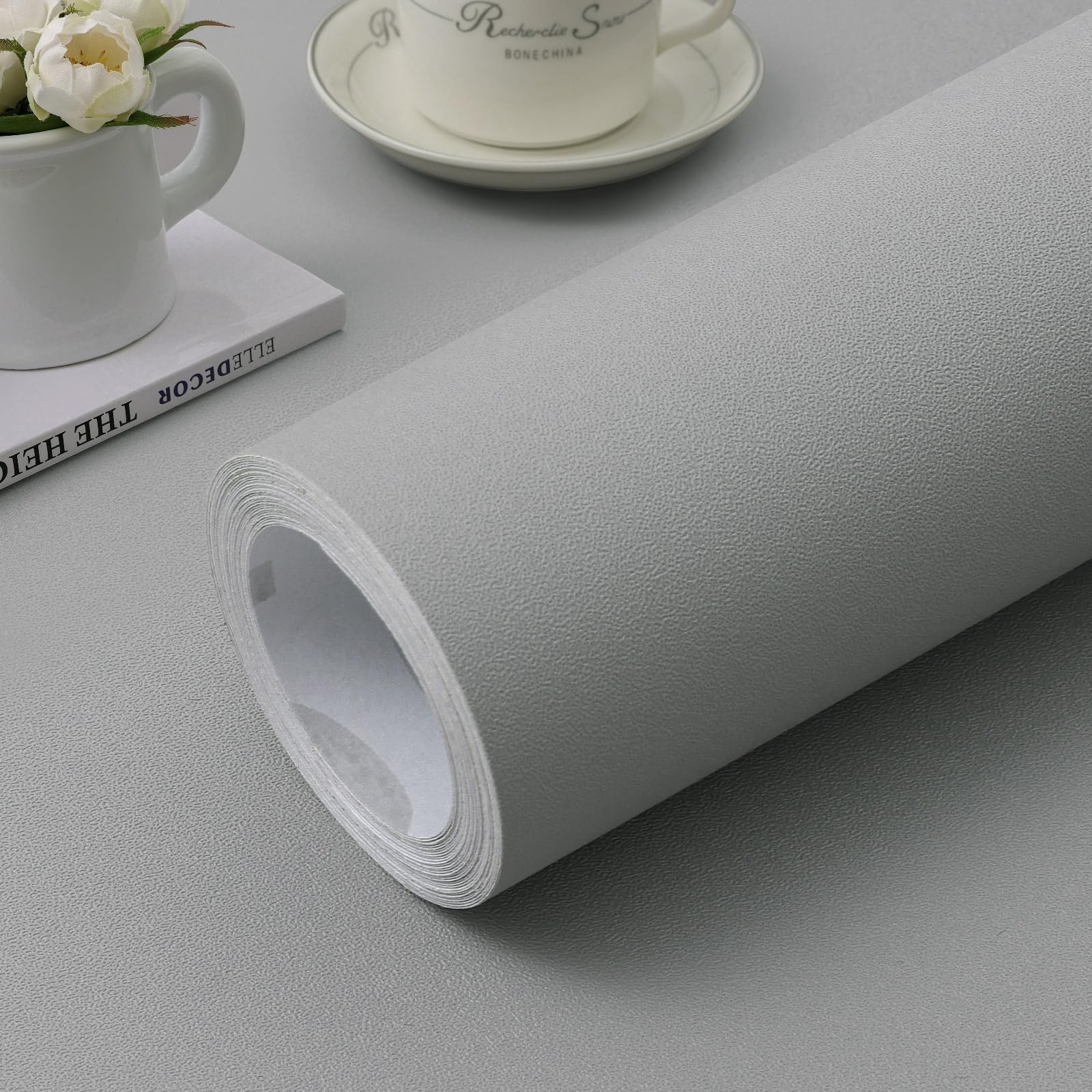 【送料無料】壁紙シール無地リメイクシートはがせる壁紙おしゃれ防水防汚耐熱装飾居間寝室店舗 色：グレー、サイズ：40cmX10m