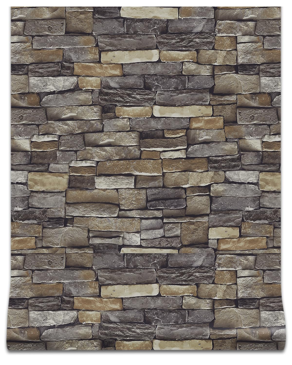 【送料無料】FOLU 壁紙シール レンガ調 つや消し 色：S06-レンガ-ダークグレー、サイズ：幅40 cm x 長さ5 m