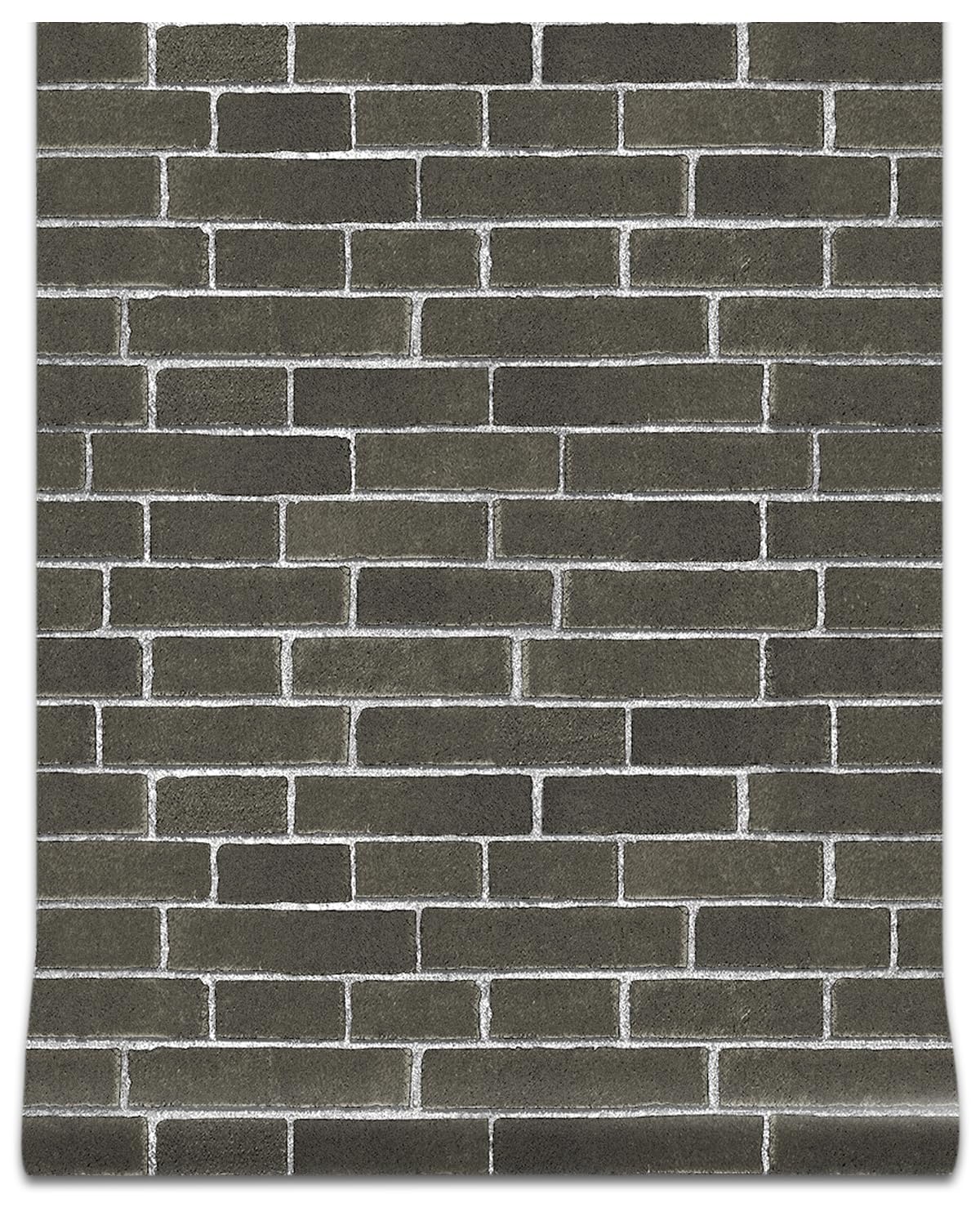 【送料無料】FOLU 壁紙シール レンガ調 つや消し 色：S08-ダークグレー、サイズ：幅60 cm x 長さ10 m