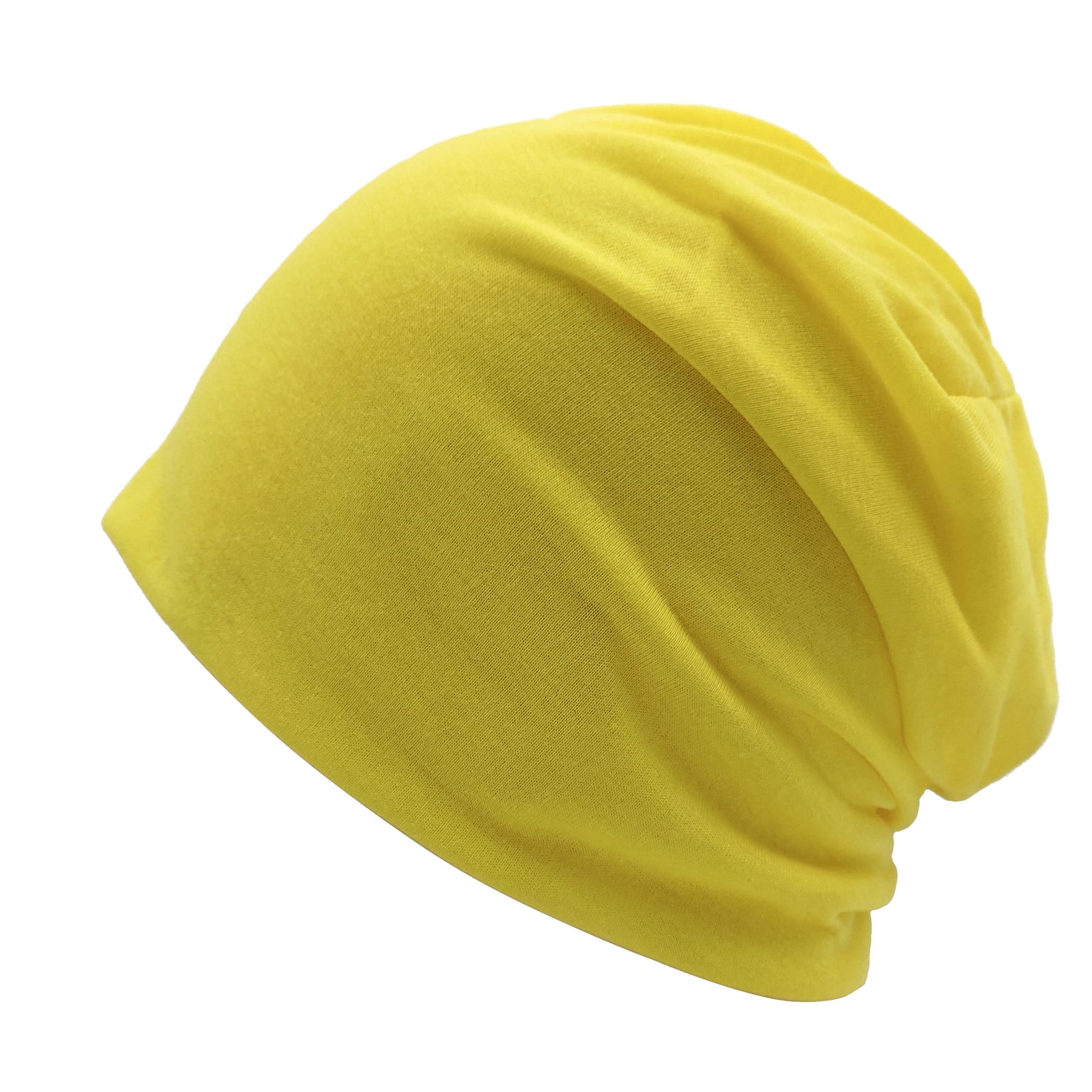 【送料無料】[Trifong] ニット帽 メンズ 無地 無檐 ストレッチ性 柔らかい 春 夏 秋【二重構造・通気性・吸汗速乾】 コットン帽子 男女兼用 薄手 おしゃれ カジュアル 帽子 色：イエロー、サイズ：54.0-60.0 cm