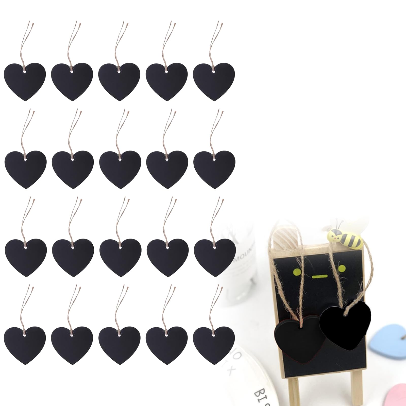 【送料無料】HanaHaul ミニ 黒板 ブラックボード ボトルキープタグ 長方形/ハート型 ボトルネームプレート 卓上け黒板、書き換え可能な黒板、小さな黒板 ...