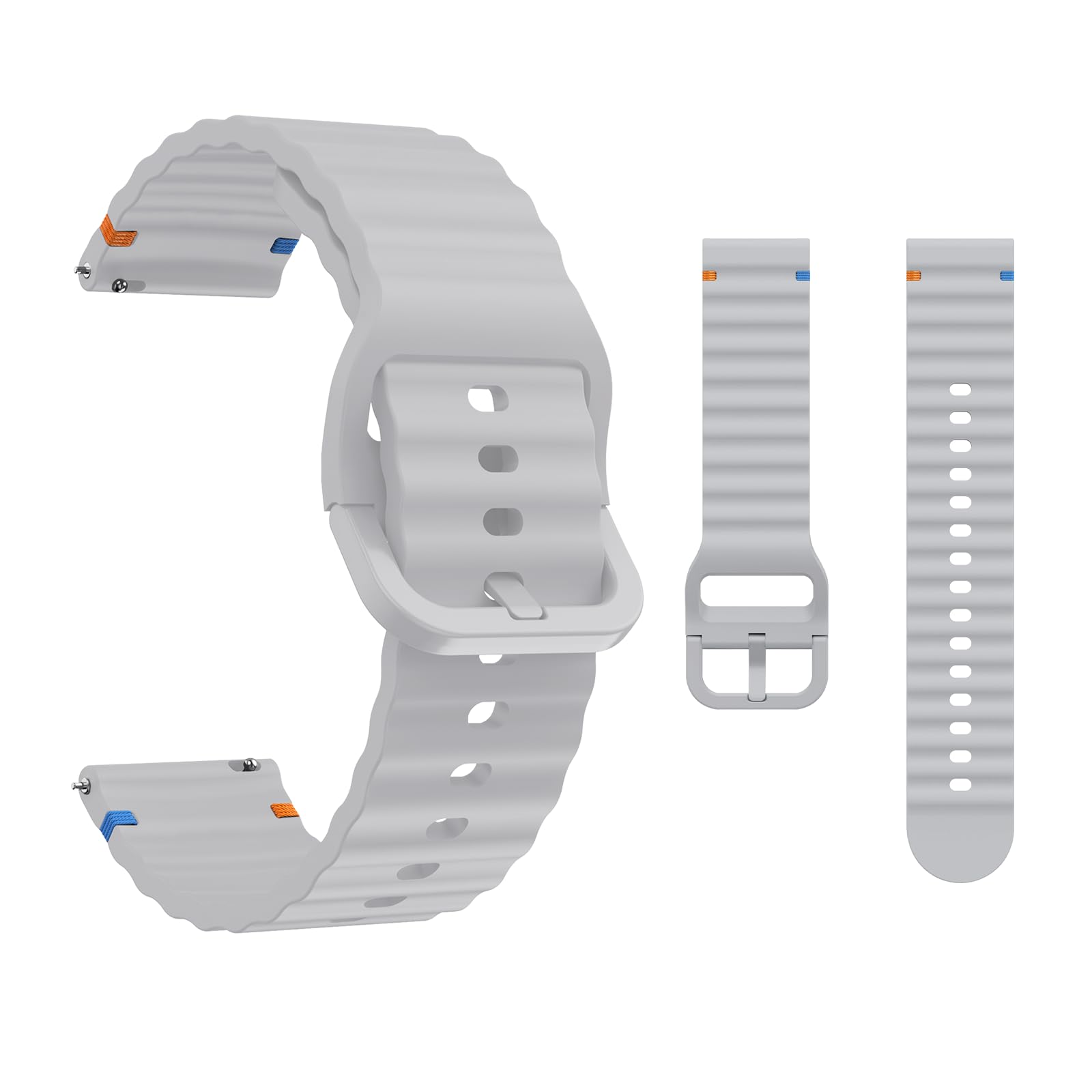 【送料無料】LanQii バンド 用の 22 mm 用の 20mm 対応 時計バンド 柔らかい シリコンバンド スポーツ ストラップ 時計ベルト 防水性 軽量 柔軟なシリコン製 交換ベルト 柔らかい 通気 レディース メンズ 用の 22 ミリ用の 20 ミリ 対応 用のH 色：グレー、サイズ：20MM