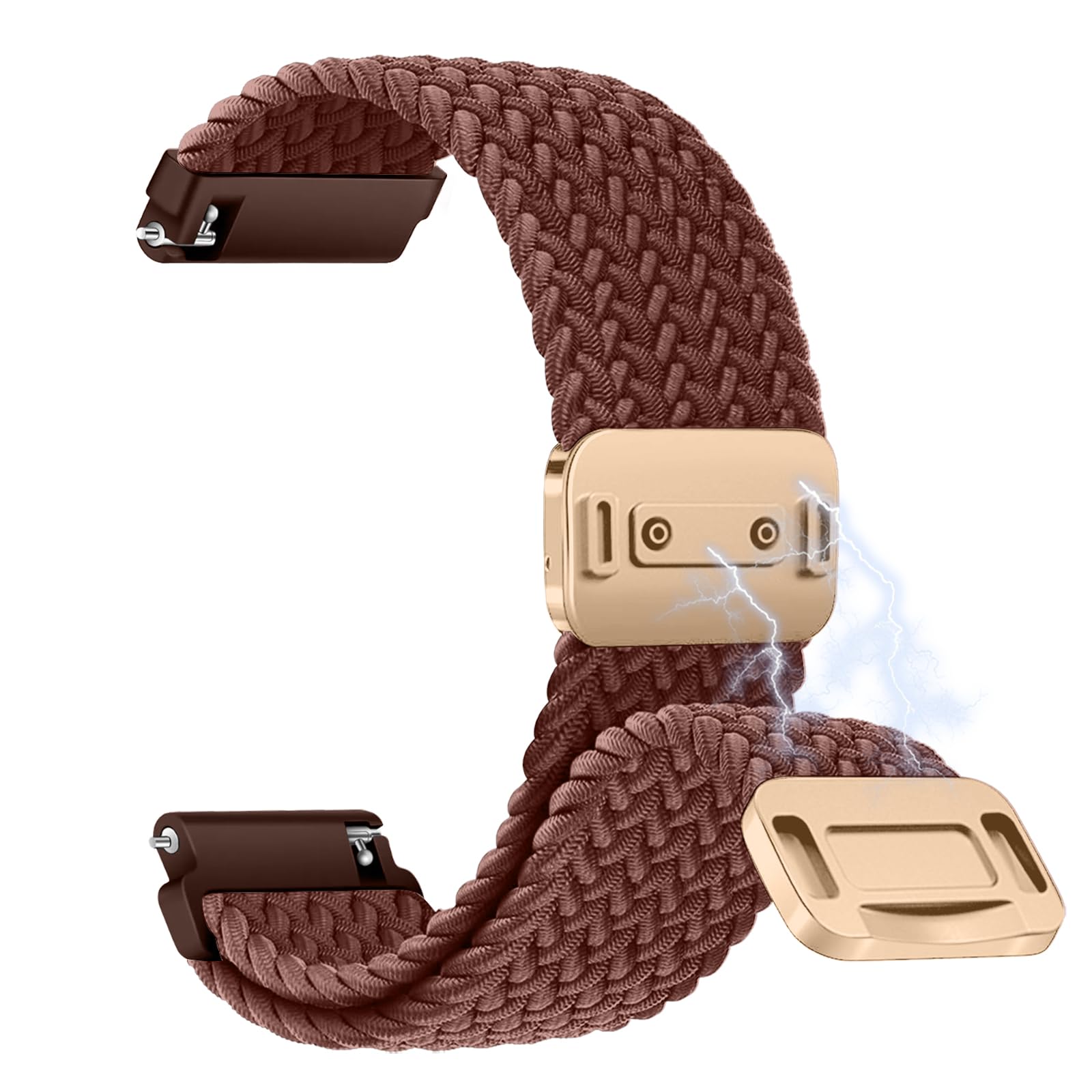 【送料無料】[LanQii] 22mm 対応 20mm 対応 バンド 用の 20 ミリ対応 用の 22 ミリ 対応 交換ベルト ナイロン バンド 編み込み 磁気吸着取り付け スポーツ用 弾力性 長さ無段階調整 柔軟 防汗 通気 夏向け 男女兼用 簡単取り付け コンパチブ 色：コーヒー、サイズ：20MM(2)