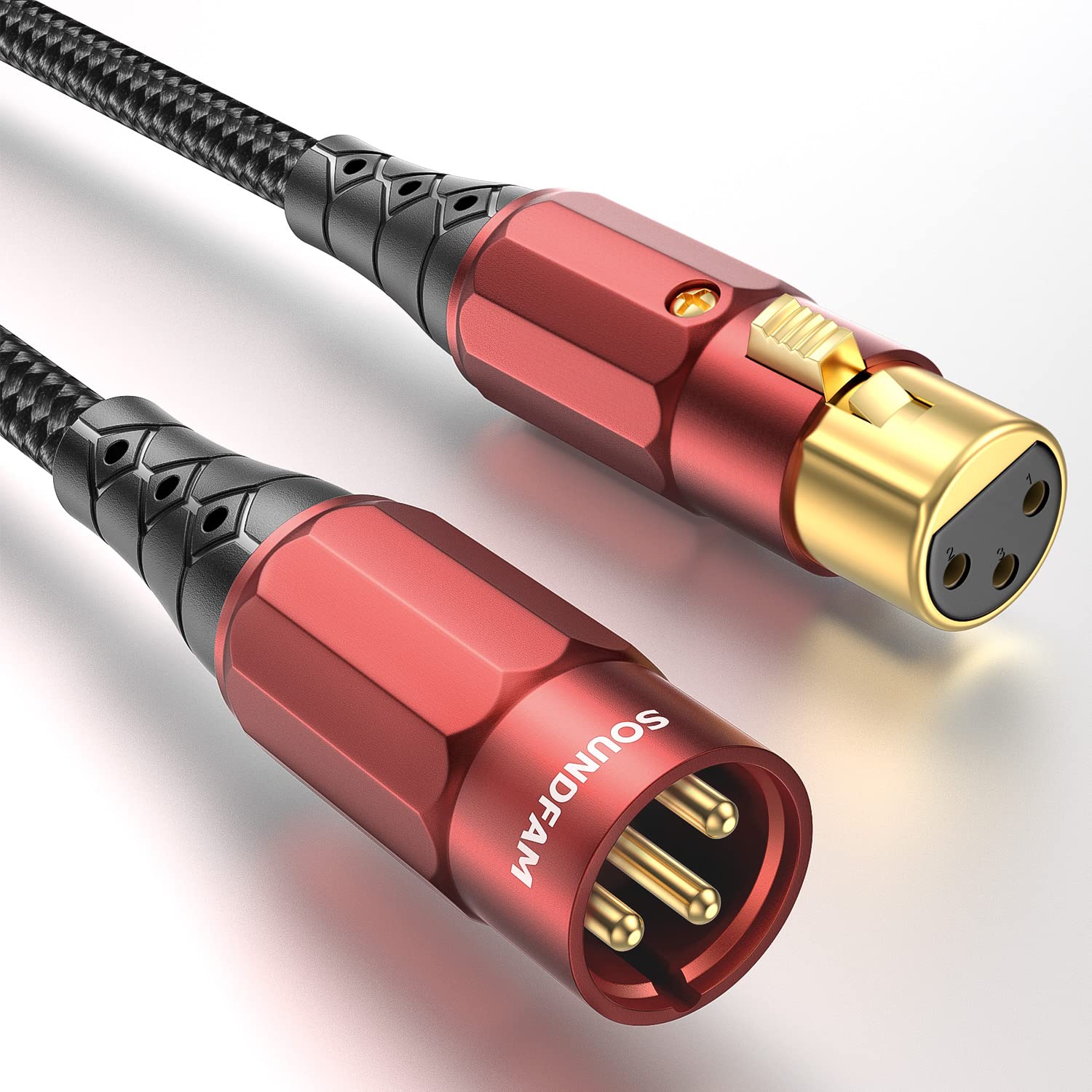 【送料無料】SOUNDFAM XLR 3.5mm 変換ケーブル 90度ステレオ(オス) to XLR (メス) マイクケーブル アンバランス - バーガンディ 色：バーガンディ-XLRケーブル オス-メス、サイズ：3M