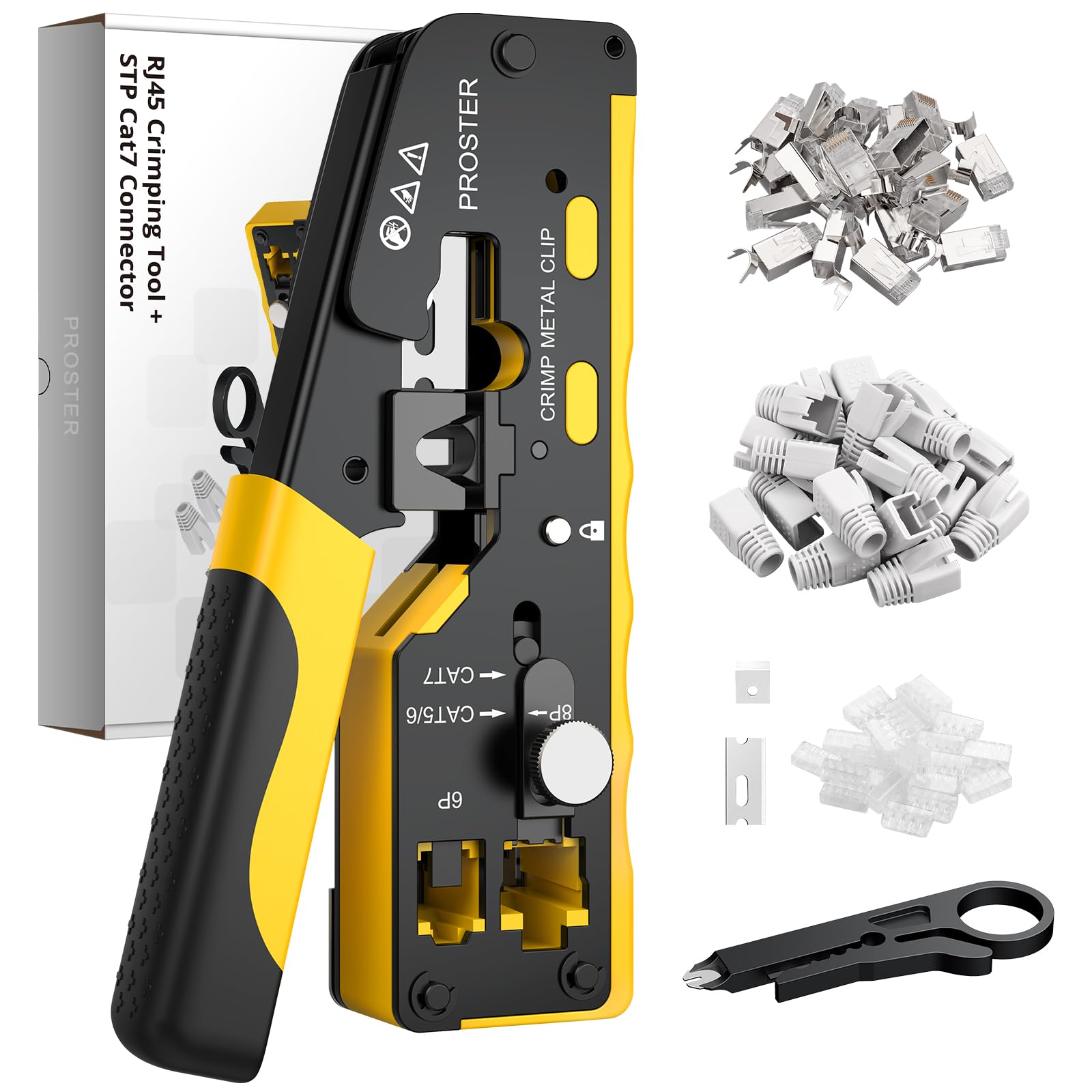 【送料無料】Proster RJ45 圧着工具 LANコネクタ かしめペンチ RJ45/RJ11/RJ12対応 CAT5/CAT6/CAT7対応..