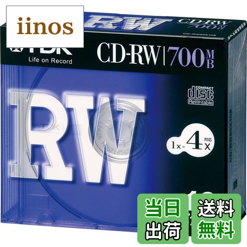 【送料無料】TDK CD-RWデータ用700MB 4倍速5mm厚ケース入り10枚パック [CD-RW80X10S]
