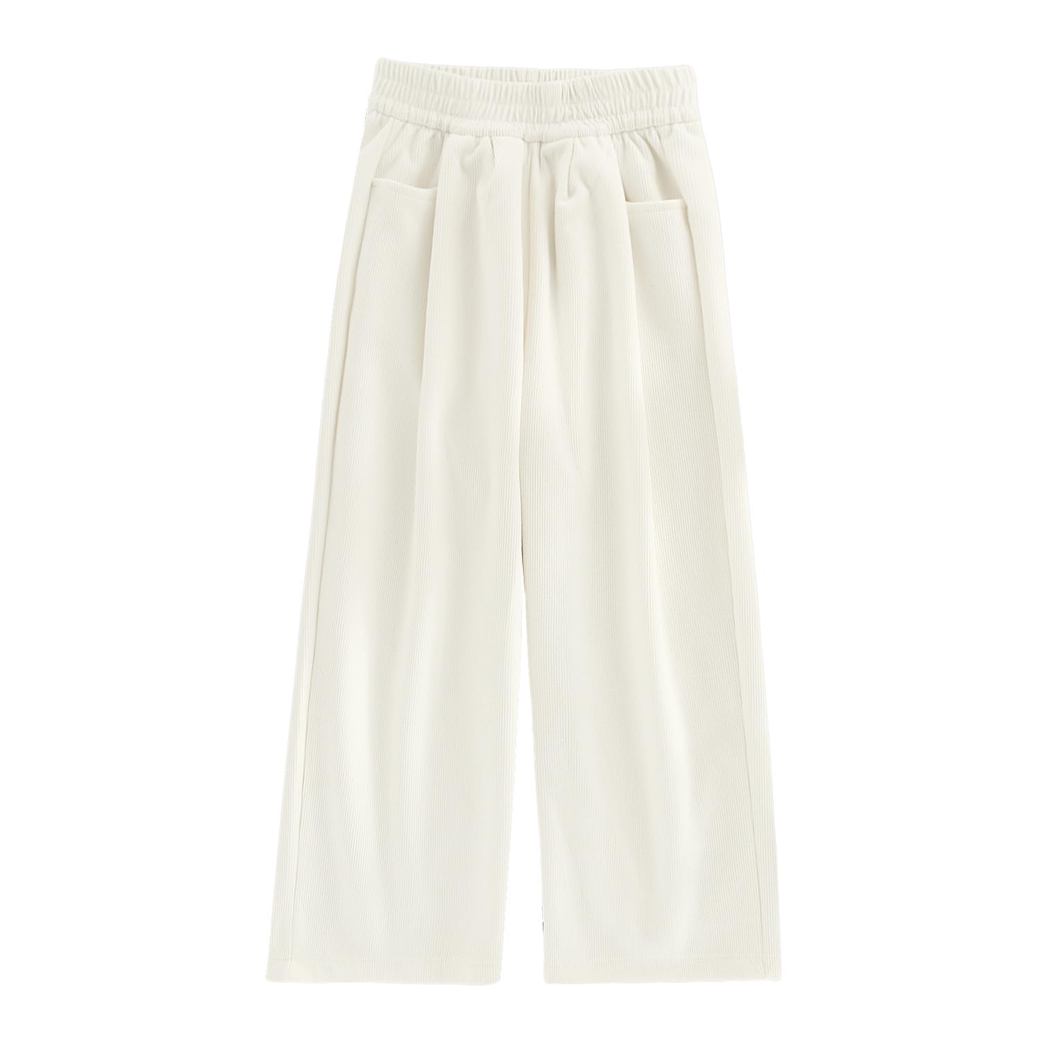 【送料無料】[Enfants Chris] ワイドパンツ ガウチョパンツ 女の子 ロングパンツ 長ズボン 女の子 着痩せ ゆったり 春秋冬 美脚 ボトムス 脚長 高見え リラックスパンツ 無地 カジュアル セミフォーマル 110-160 色：クリーム、サイズ：140